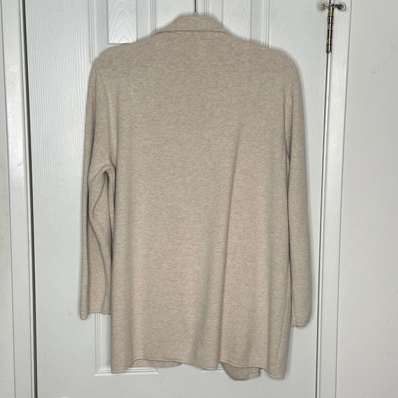 J Crew Cardigan Open Front Sweater Knit Blazer Beige XL 100% Cotton Pockets Cozy - Picture 3 of 7